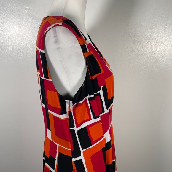 Calvin Klein Multicolor Scoop Neck Geometric Print Sleeveless Midi Dress Size 14 - Picture 13 of 16